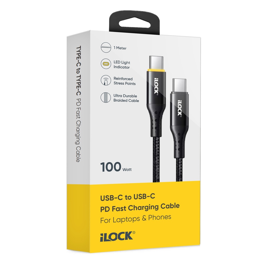 [509701] كابل شاحن مضيئ قماش Type C to C 100w
